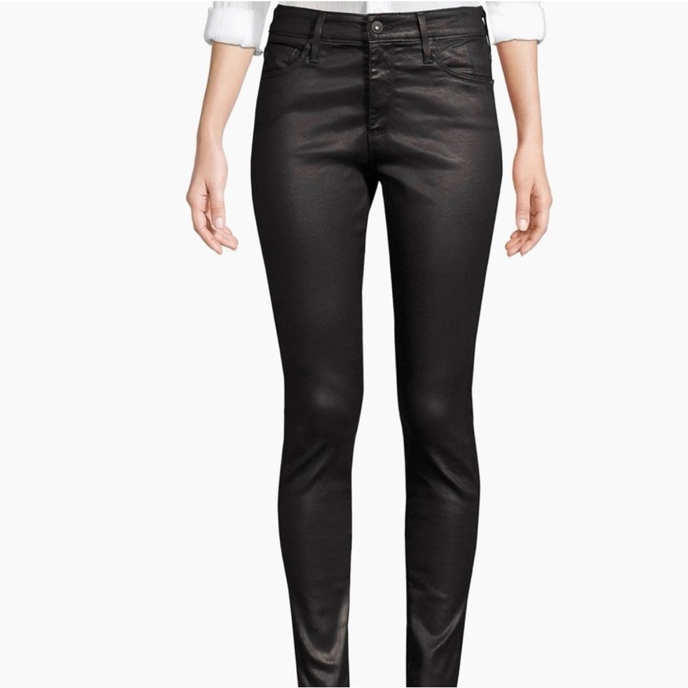 AG Adriano Goldschmied The Beau Coated Black Skinny Jeans 27R